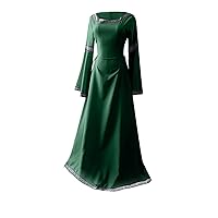 Women's Skeleton Dress Medie Dress Renaiss Fit Irregular Long Sleeve Cosplay Maxi Dress Witch Dress, S-2XL