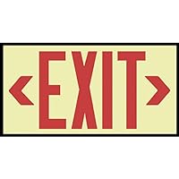 NMC 7210 EXIT Sign - 13 in. x 7.5 in. ABS Plastic Sign with Left, Right Chevron Arrows, Red Flat Lettering on Glow Yellow
