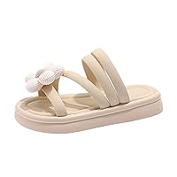 Summer Girls Outdoor Slippers 3d Flowers Decorated Open Toe Sandals Beach Shoes Casual Shoes Girl Big Kid Slippers