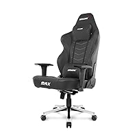 Masters Series Max Gaming Chair with Wide Flat Seat, 400 Lbs Weight Limit, Rocker and Seat Height Adjustment Mechanisms - Black