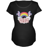 Death Metal Rainbow Unicorns Maternity Soft T Shirt Black MD