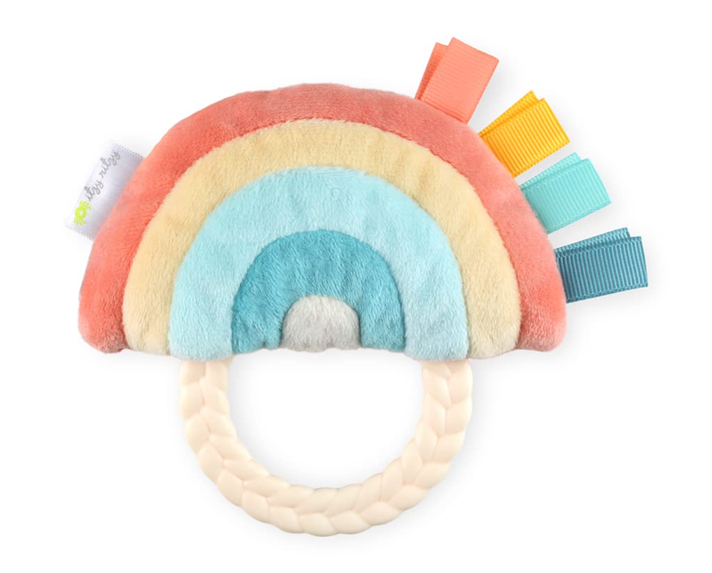 Itzy Ritzy - Ritzy Rattle Pal Plush Rattle Pal with Teether, Rainbow, (PRT8450)