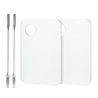 G2PLUS 2PCS Acrylic Cosmetic Palette with 2PCS Spatula,Makeup Palette Mixing Tray Apply for Eye Shadow Nail Art Pigment Blending (Rectangle)