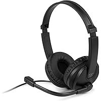 Aluratek Wired USB Stereo Headset with Noise Cancelling Boom Mic and in-Line Controls, for Distance Learning, Zoom, MS Teams, Video Conferencing, Skype, Gaming, Music Play, Webinars (AWHU02FB), Black