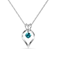 London Blue Topaz Royal Heart Pendant Necklace 0.50 ct 14K Gold