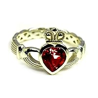 Choose Your Color Natural Gemstone Irish Claddagh Silver Ring Friendship Love 55 Carat Brand Size 5 to 12