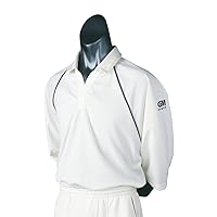 Gunn & Moore 5 Teknik 3/4 Sleeve Cricket Shirt, Navy Trim, X- Large