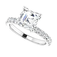 Solid 14k White Gold Prong Set Petite Twisted Vine Simulated 2 CT Diamond Engagement Ring Promise Bridal Ring