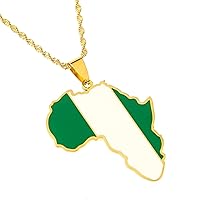 Africa Map Necklace Nigeria Map Pendant Necklaces Gold Color Jewelry Map African Gift