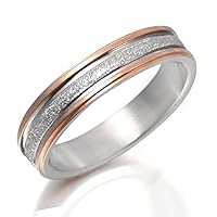 Gemini Custom His or Her Rose Gold Matching Titanium Wedding Ring width 4mm Valentine's Day Gift