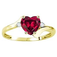 Heart Shape 6mm Created Ruby bypass Ring 10kt Gold