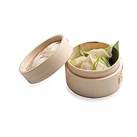 Restaurantware 2 Ounce Mini Bamboo Steamers 100 Bamboo Dim Sum Steamers - Premium With Lid Natural Bamboo Dumpling Steamers Bamboo Mini For Parties Or Catering