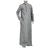 Middle East Arabic Long Robes, Vintage Muslim Kaftan Robes, Men Leisure Buttons Long Sleeve O Neck Jubba Thobe