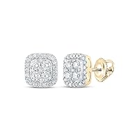 The Diamond Deal 10kt White Gold Womens Round Diamond Flower Cluster Earrings 1/4 Cttw
