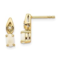 14k Gold Opal Diamond Earrings Measures 12x3mm Wide Jewelry for Women
