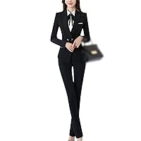 Business Suit Formal Women's Office Career Blazer and Vest and White Shirt and Pants Career Interview Workwear