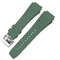 Rubber Watchband 20mm 25mm for Richard Spring Bar Silicone Mille Sport Watch Strap Soft Waterproof Wristband (Color : Green fold Buckle, Size : 20mm)