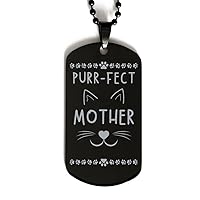 Cute Cat Lover Gifts, Purr-FECT, Mother, Cat Mom Gifts, Black Dog Tag, Dog Tag, Cat Lovers Women, Cat Lady, Mom Gifts, Gifts for Mom, Mom Necklace