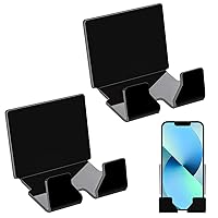 2 Pcs Wall Mount Phone Holder Adhesive Cell Phone Charging Stand Smartphone Storage Organizer Bracket for Home Office Compatible with All Phone,Black