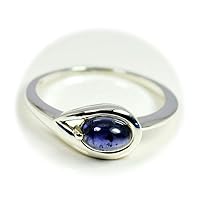 Genuine Cabochon Iolite Ring Solid Silver Oval Cut Healing Jewelry Gift Size 5,6,7,8,9,10,11,12