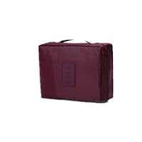 Korean Version Large Capacity Second Generation wash Simple Cosmetic Bag Multi-Function Travel Storage Pouch, Red Wine