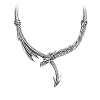 Alchemy Gothic Dragons Lure Necklace Women Necklace Silver-Coloured, Pewter,