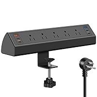 Desk Clamp Power Strip USB C,75W Total Fast Charging Station,45W USB-C and 30W USB-C Ports,Desk Edge Mount Power Strip 6-USB,5 AC Outlets Tabletop Surge Protector,Fit 1.6