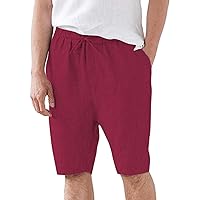 Casual Linen Short for Men Quick Dry Summer Vacation Beach Boardshorts Lightweight Outdoor Workout Running Shorts
