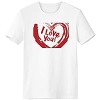 I Love You Red Heart Pattern T-Shirt Workwear Pocket Short Sleeve Sport Clothing
