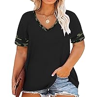 RITERA Plus Size Tops For Women Short Sleeve T Shirt Casual Summer V Neck Tunics Tees XL-5XL