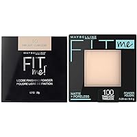Maybelline Fit Me Loose Setting Powder, Face Powder Makeup & Finishing Powder, Fair Light, 1 Count & Fit Me Matte + Poreless Pressed Face Powder Makeup & Setting Powder, Translucent, 1 Count