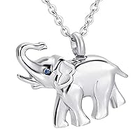 misyou Urn Necklaces September Birthstone Memorial Ash Pendant Stainless Steel Keepsake Cremation Ashes Jewelry Cute Elephant