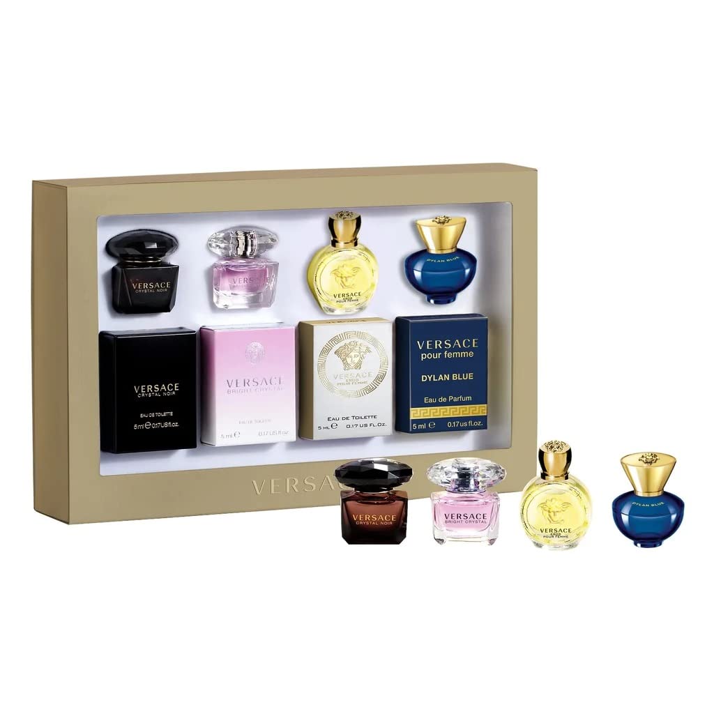 Versace Gifts & Sets Womens Mini Set (Crystal Noir/Bright Crystal/ Eros Pour Femme EDT, Pour Femme Dylan Blue EDP)