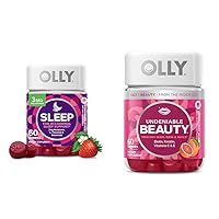 OLLY Sleep Gummy, Occasional Sleep Support, Strawberry, 60 Count Undeniable Beauty Gummy, for Hair, Skin, Nails, Grapefruit, 60 Count