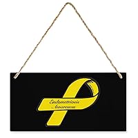 Yellow Ribbon Endometriosis Awareness Wood Sign Plate Painting Wooden Plaque Sign Wall Art Hanging Decor for Home Farmhouse