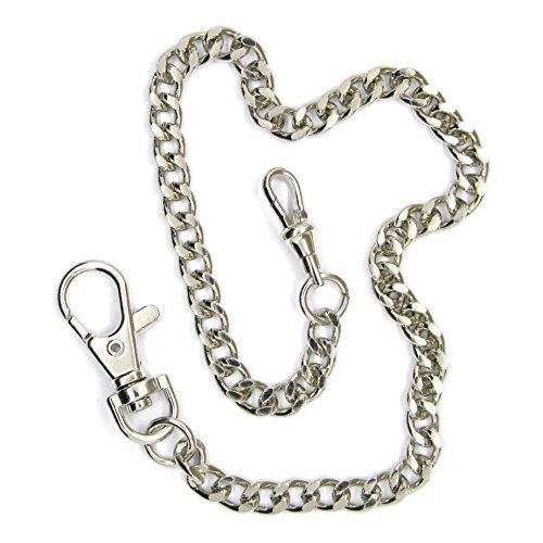 Pocket Watch Chain Albert Chain Silver Color Curb Link Chain Fob Brass Chain with Large Lobster Clasp and Swivel Clasp FC03
