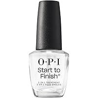 Start to Finish, 3-in-1 Treatment, Base Coat, Top Coat, Nail Strengthener, Vitamin A & E, Vegan Formula, Long Lasting Shine, Up to 7 Days of Wear as Top Coat, Clear, 0.5 fl oz