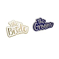 The Bride & The Groom Pin Badges, Wedding Day, Bachelorette Party, Bachelor Party, Enamel Pins Lapel Badge Set