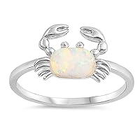 CHOOSE YOUR COLOR Sterling Silver Crab Ring