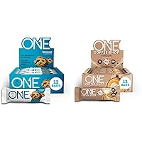 ONE Protein Bars, Chocolate Chip Cookie Dough & Vanilla Latte Coffee Shop Bars with 20g Protein, Gluten Free (12 + 12 Count)