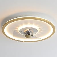 LED Dimmable Invisible Ceiling Fan with Light Remote Control 3 Light Color Change 3 Wind Speeds,Semi Flush Mount 112W Low Profile Fan Lighting