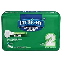 FitRight Extended Wear Stretch Brief, Overnight Absorbency, Size 2, 40 to 70