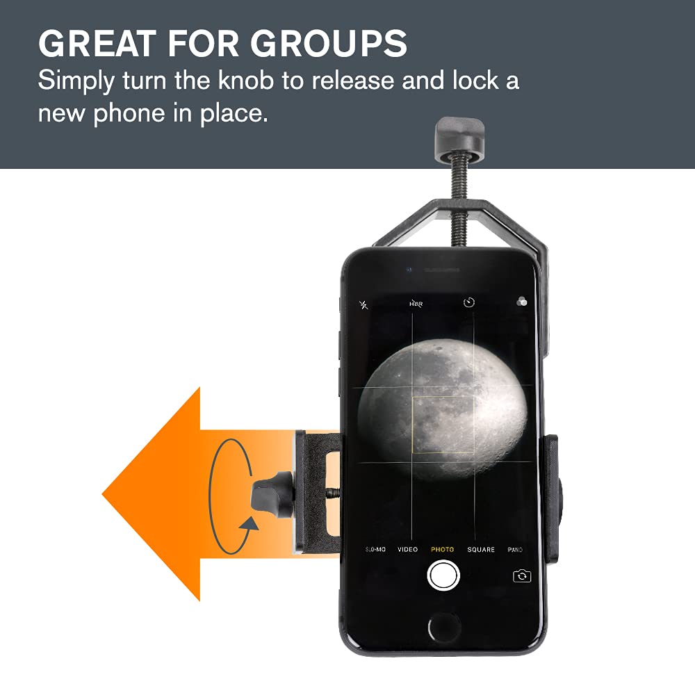 Celestron – Smartphone Photography Adapter for Telescope – Digiscoping Smartphone Adapter – Capture Photos and Video Through Your Telescope or Spotting Scope Eyepiece