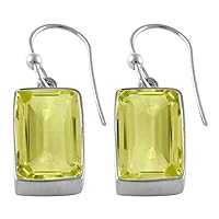 Natural Octagon Gemstone Silver 18k Gold Plated Earring For women Girls Faceted Cabochon Stone