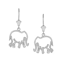 POLISHED OPENWORKS ELEPHANT LEVERBACK EARRINGS IN 14K WHITE GOLD
