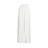 Girl's Wide Leg Pants Drawstring High Waisted Loose Fit Straight Leg Casual Trousers Pants Trendy