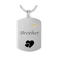 misyou Cremation Jewelry Brother Square Tag Urn Memorial Necklace for Ashes Keepsake Birthstone Jewelry