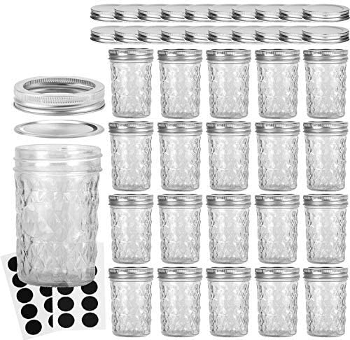 VERONES Mason Jars 8OZ, 8 OZ Canning Jars Jelly Jars with Regular Lids and Bands, Ideal for Jam, Honey, Wedding Favors, Shower Favors, 20 Pack,Extr...