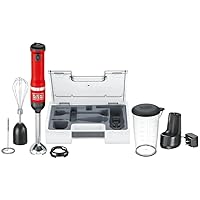 BLACK+DECKER Kitchen Wand Cordless Immersion Blender, 3 in 1 Multi Tool Set, Hand Blender with Charging Dock, Whisk and Milk Frother, Red (BCKM1013KS06)