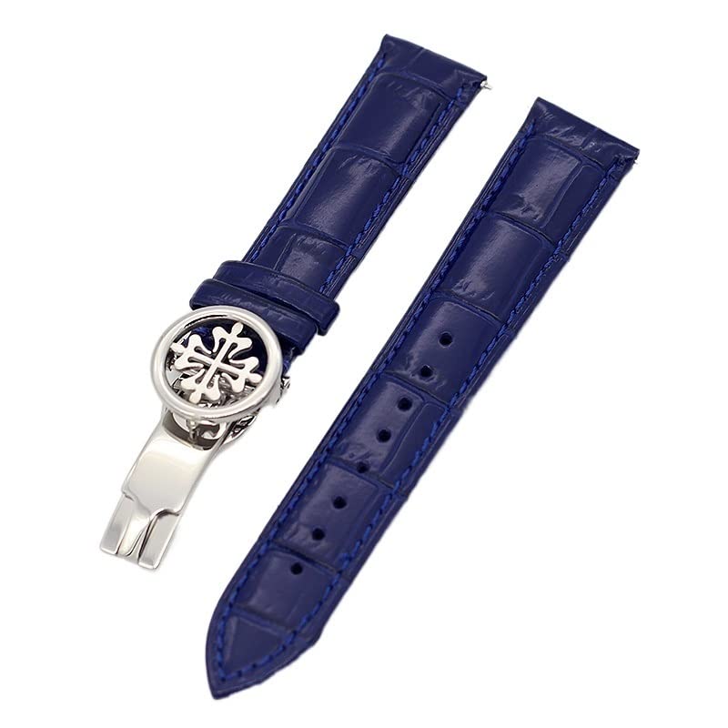 CYSUE Genuine leather watch strap 19MM 20MM 22MM Watchbands For Patek Philippe Wath bands With Stainless Steel Deploy Clasp Men Women